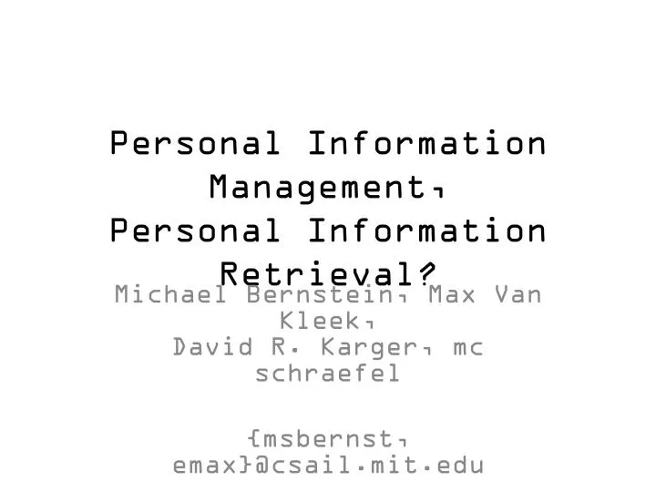 personal information management personal information retrieval