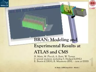 BRAN: Modeling and E xperimental R esults at ATLAS and CMS