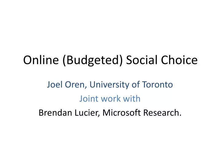 online budgeted social choice