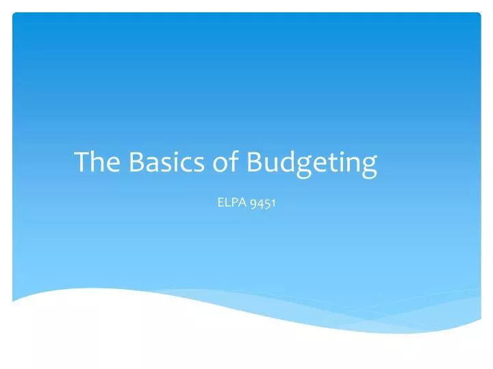 the basics of budgeting