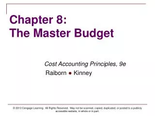 Chapter 8: The Master Budget