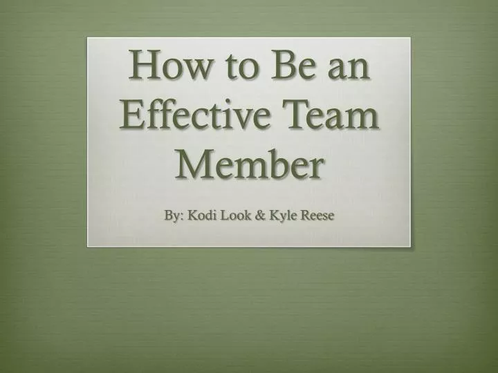 how to be an effective team member