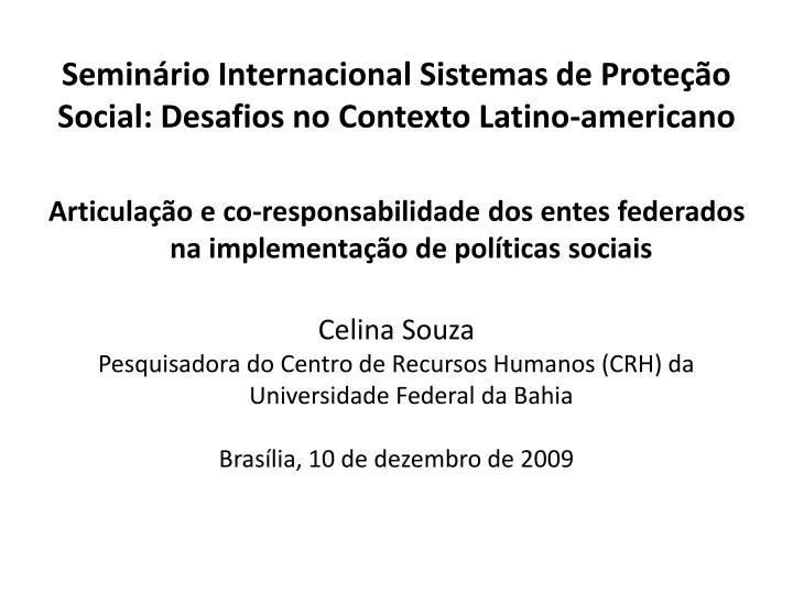semin rio internacional sistemas de prote o social desafios no contexto latino americano