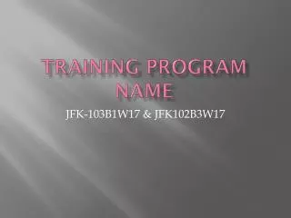 Training Program Name