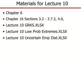 Materials for Lecture 10
