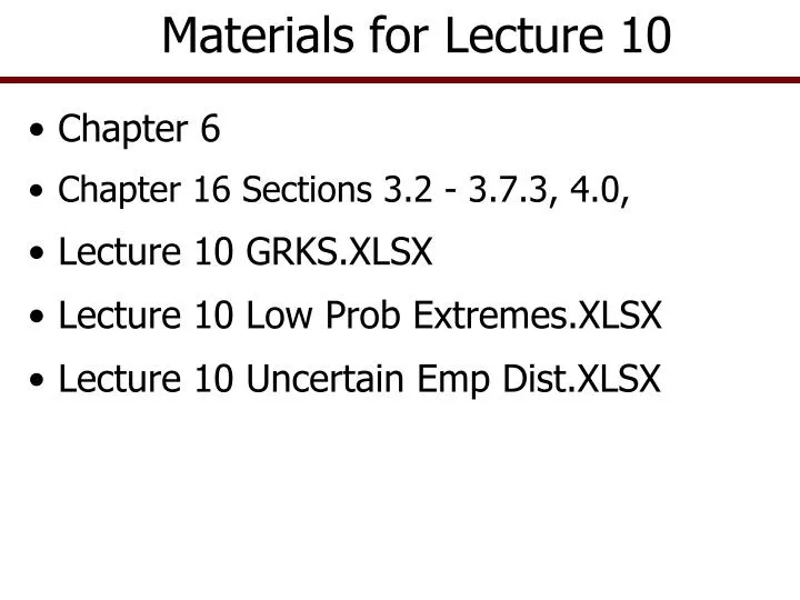 materials for lecture 10