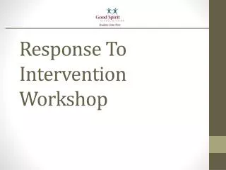 Response To Intervention Workshop
