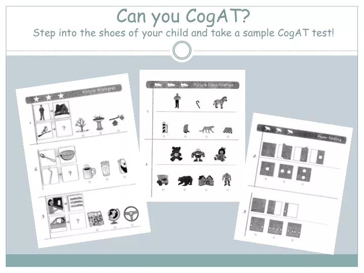 can you cogat step into the shoes of your child and take a sample cogat test