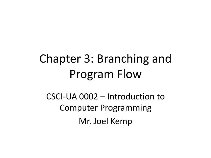 chapter 3 branching and program flow