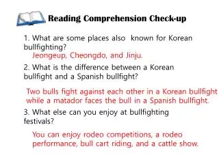 Reading Comprehension Check-up