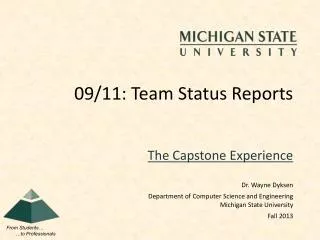 09/11: Team Status Reports