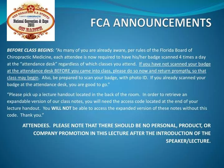 fca announcements