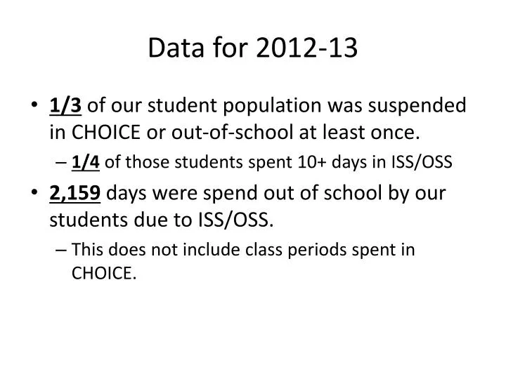 data for 2012 13