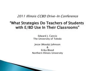2011 Illinois CCBD Drive-In Conference