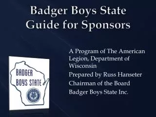 Badger Boys State Guide for Sponsors