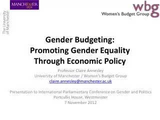 Gender Budgeting: Promoting Gender E quality Through Economic Policy