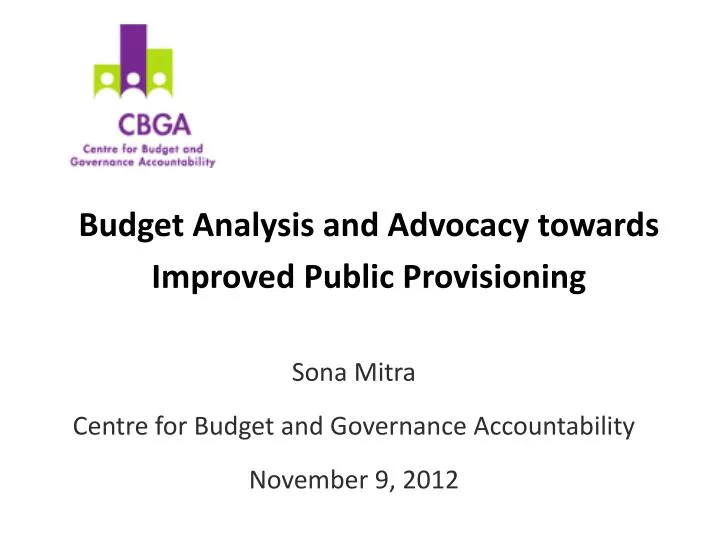 budget analysis and advocacy towards improved public provisioning
