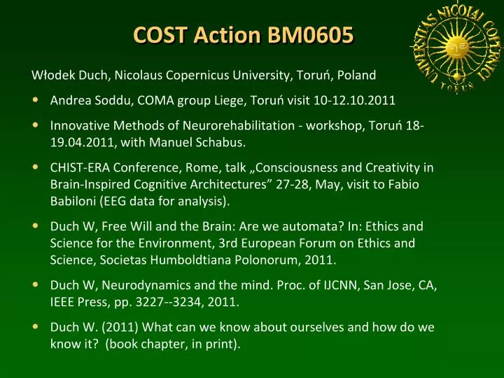 cost action bm0605