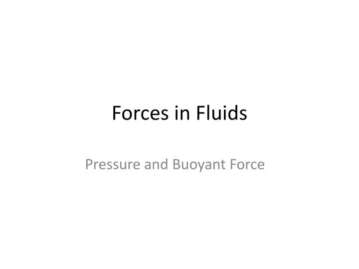 forces in fluids