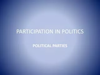 PARTICIPATION IN POLITICS