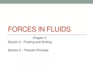Forces In Fluids