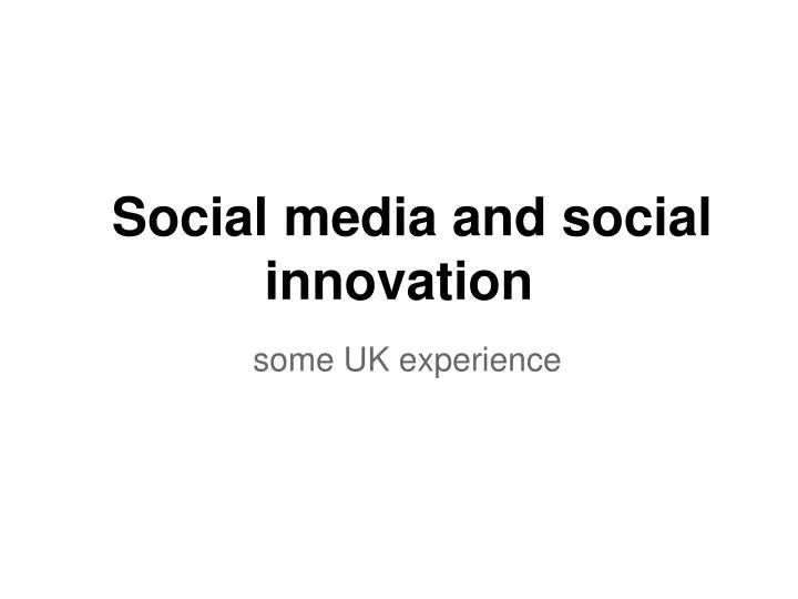 social media and social innovation