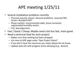APE meeting 1/25/11