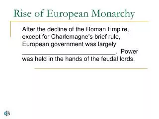 Rise of European Monarchy