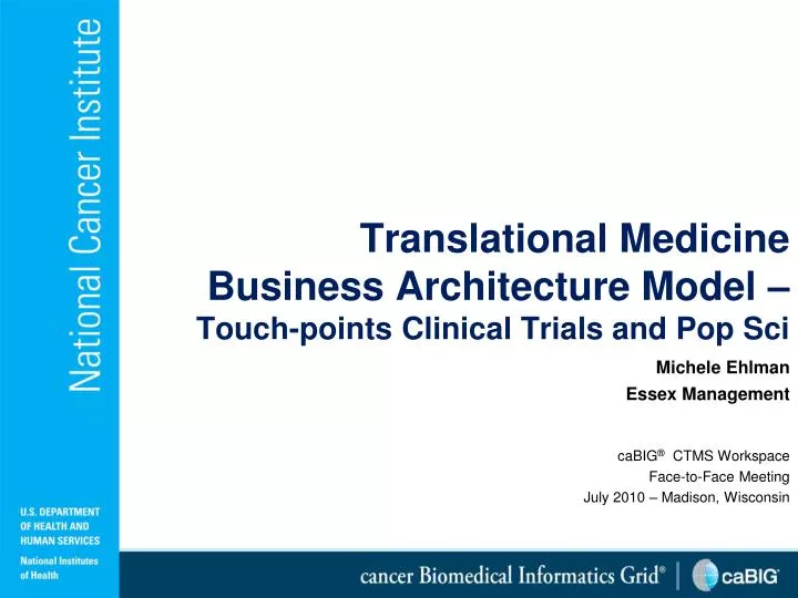 translational medicine business architecture model touch points clinical trials and pop sci