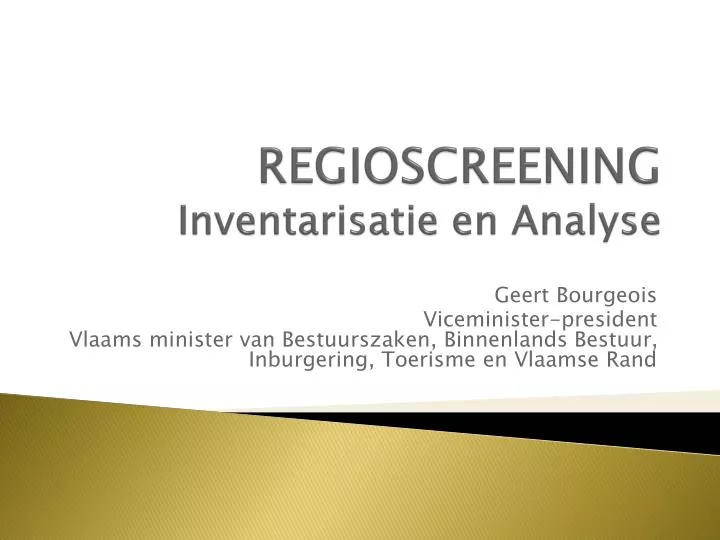 regioscreening inventarisatie en analyse