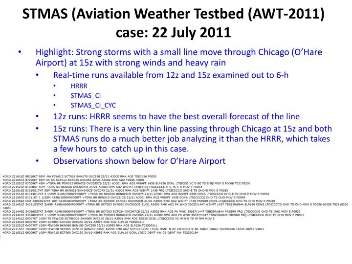 stmas aviation weather testbed awt 2011 case 22 july 2011