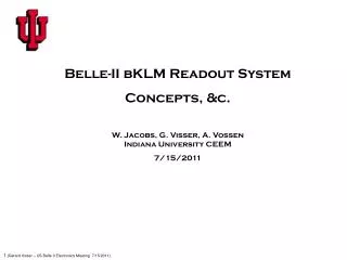 Belle-II bKLM Readout System Concepts, &amp;c.