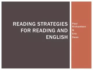 Reading Strategies for reading and english