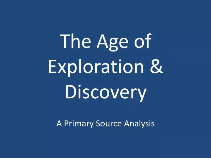 the age of exploration discovery
