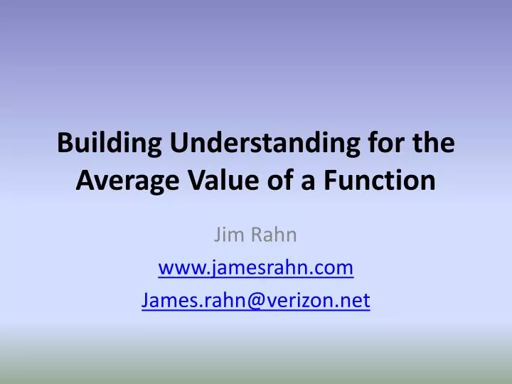 building understanding for the average value of a function