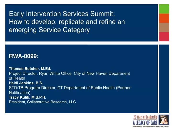 early intervention services summit how to develop replicate and refine an emerging service category