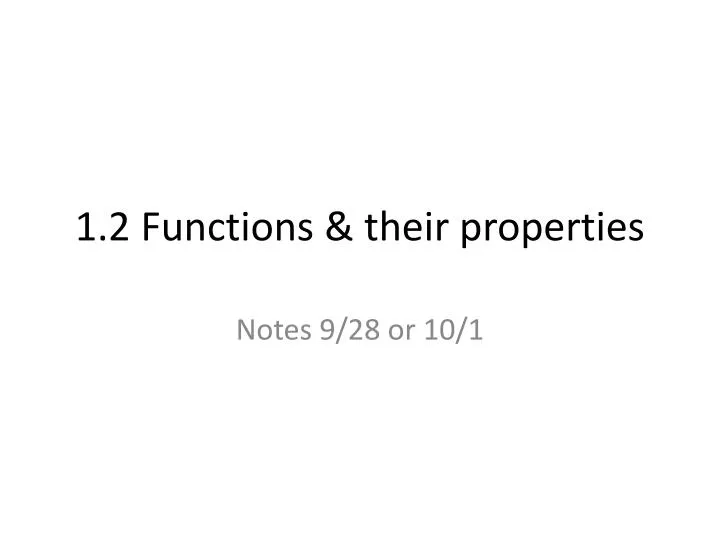 1 2 functions their properties