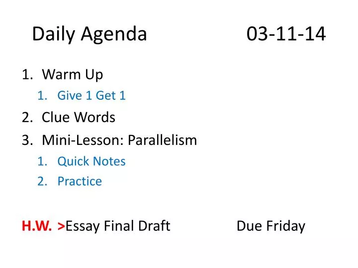 daily agenda 03 11 14