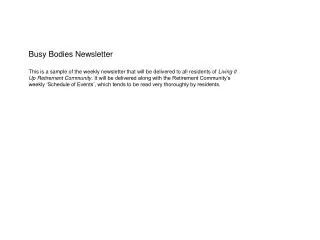 Busy Bodies Newsletter