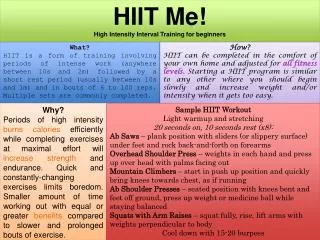 HIIT Me! High Intensity Interval Training for beginners