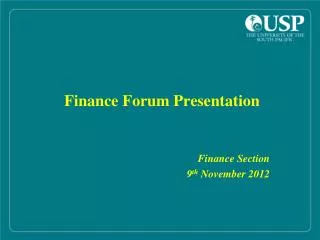Finance Forum Presentation