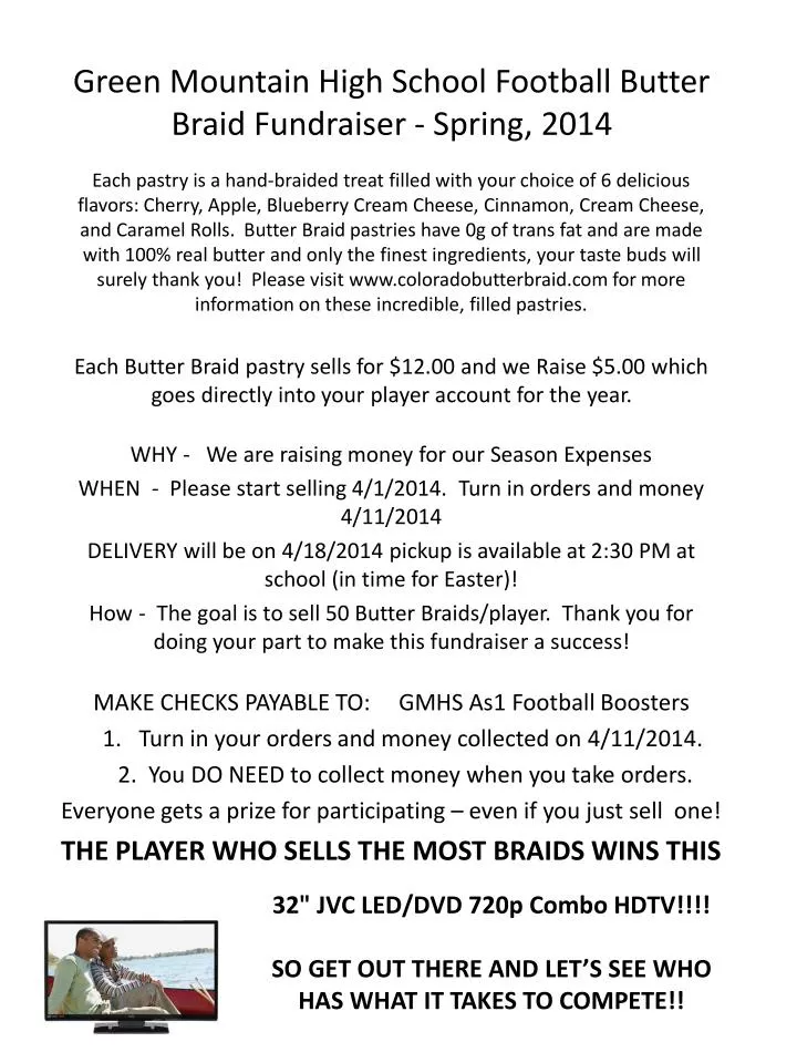 green mountain high school football butter braid fundraiser spring 2014