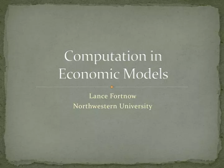 computation in economic models