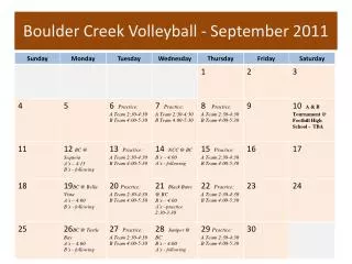 Boulder Creek Volleyball - September 2011