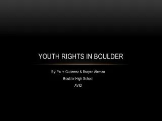 Youth rights in boulder