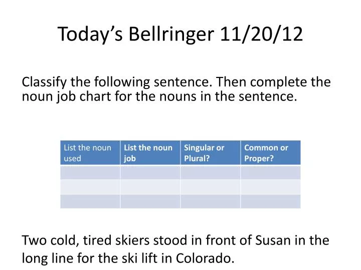 today s bellringer 11 20 12