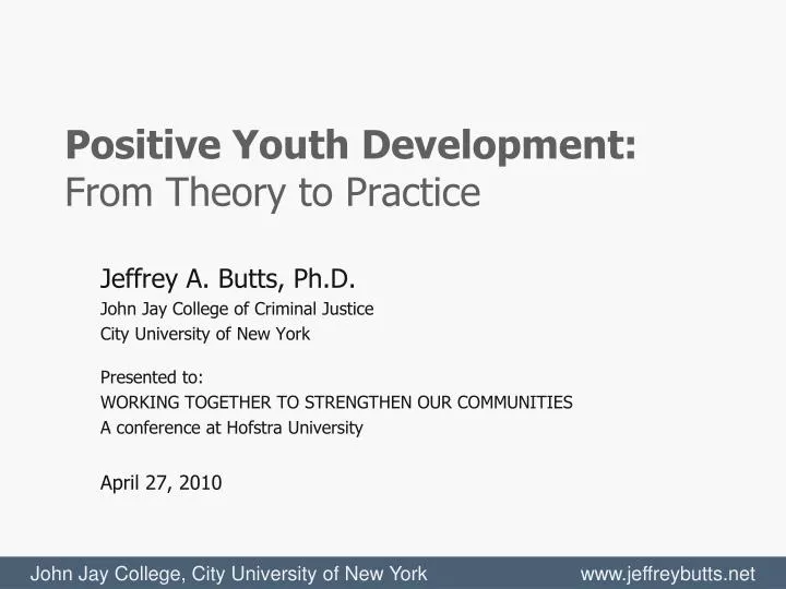 positive youth development from theory to practice
