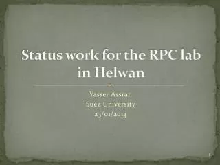 Status work for the RPC lab in Helwan