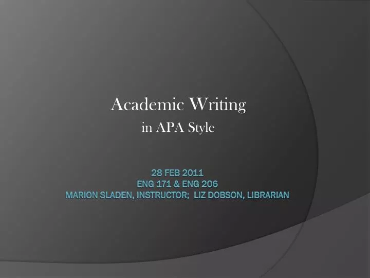 academic writing in apa style