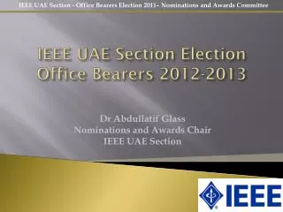 IEEE UAE Section Election Office Bearers 2012-2013